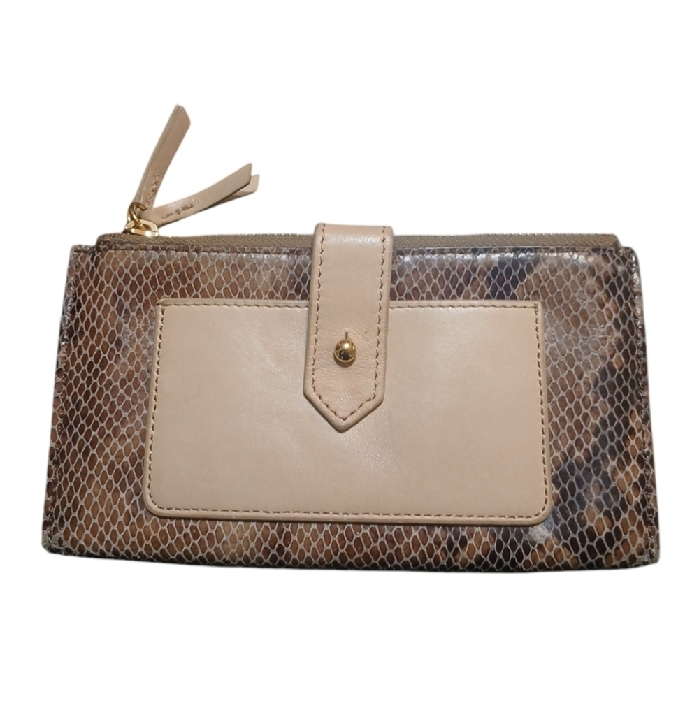 Margot Fine Leather Snap Wallet Snake Embossed Bi-Fold Wallet